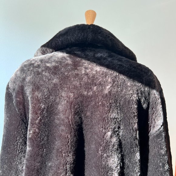 vintage 1980s faux fur brown coat size m - Picture 6 of 9